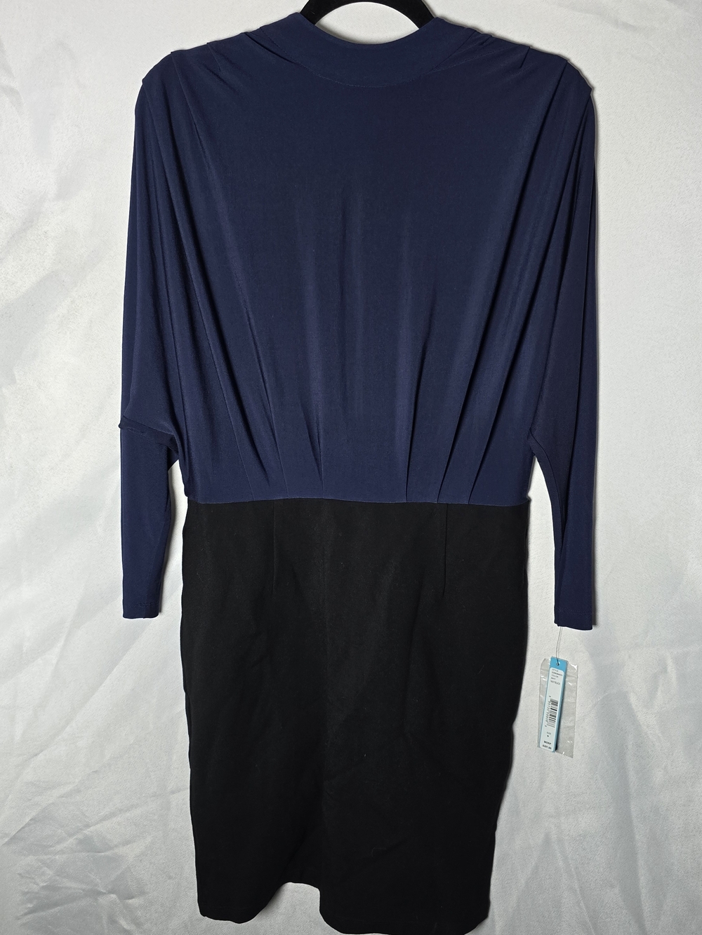 NWT Alice + Olivia Navy and Black Long Sleeve Open Back Dress Y2k Y2-10, Sz M